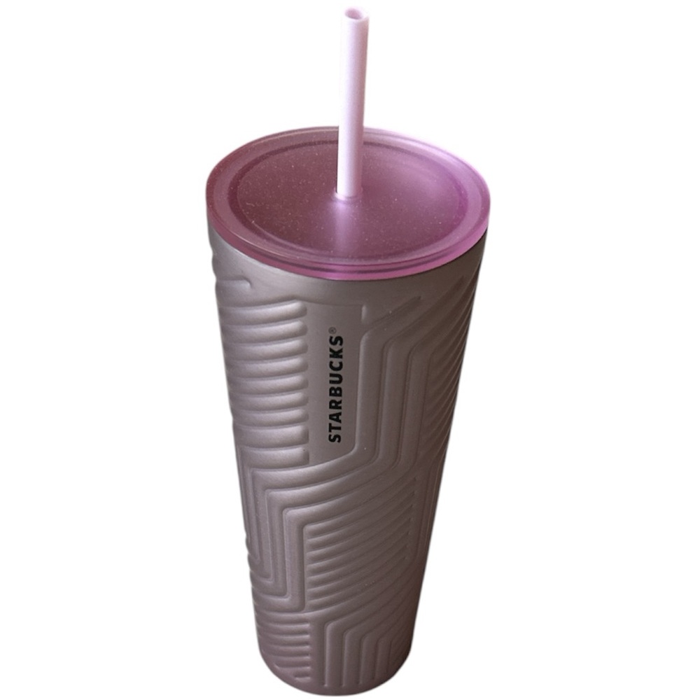 Starbucks Soft Rose Geometric Cold Cup Tumbler Venti (24 oz) Stainless Steel NWT